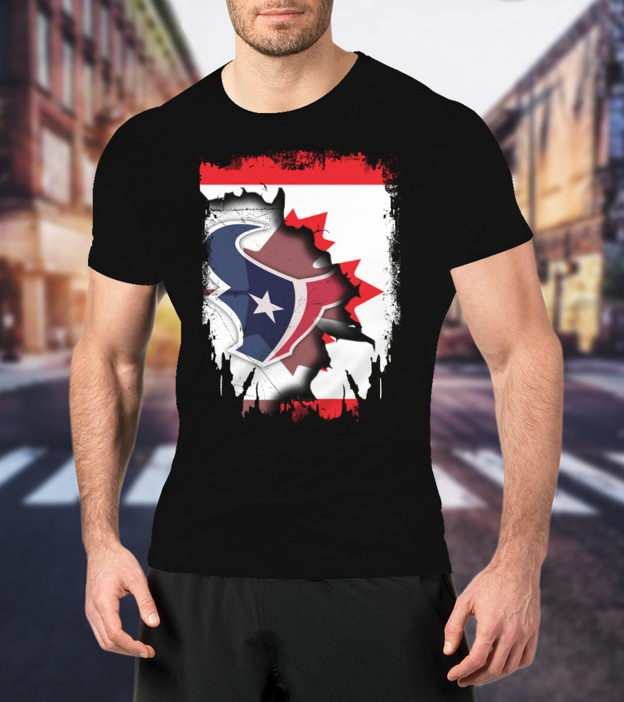 Together Canada With Texans Houston Football Emblem And Canadian Flag Integration T-Shirt