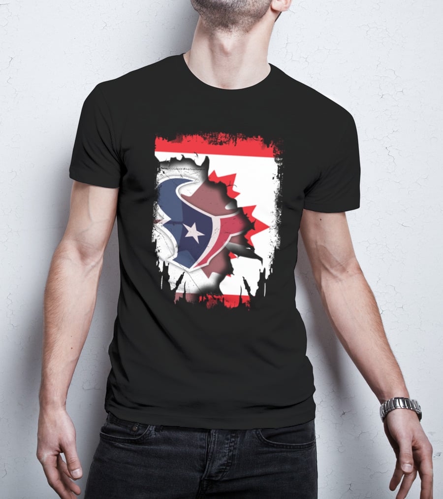 Together Canada With Texans Houston Football Emblem And Canadian Flag Integration T-Shirt
