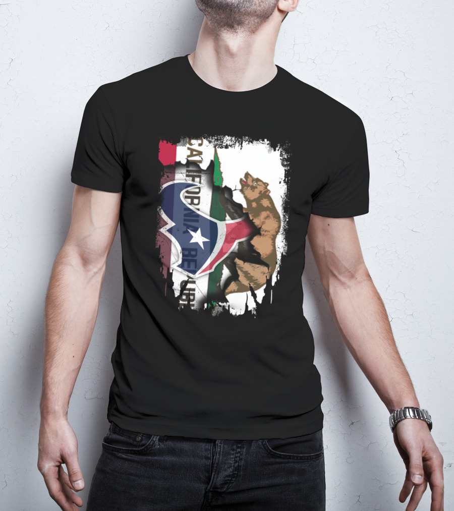 California Republic Meets Texas Emblem With Bear And Lone Star Fusion T-Shirt