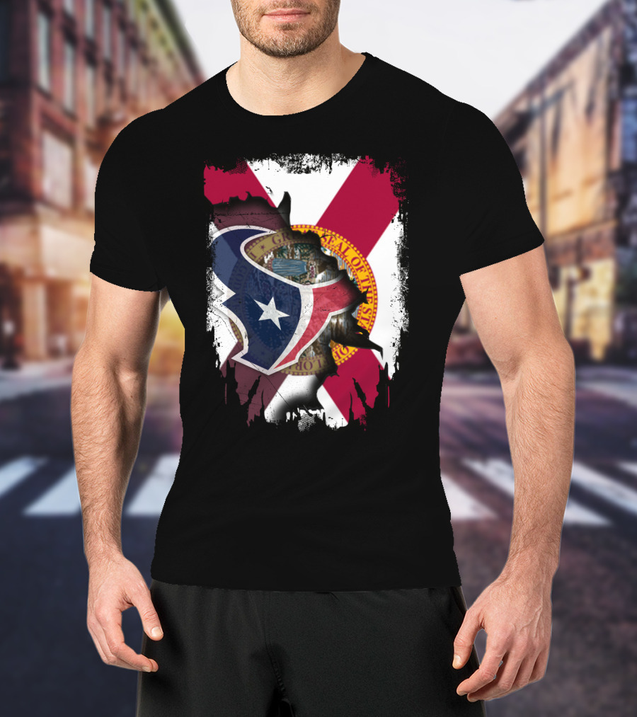 Florida Flag With Houston Texans Logo Fusion T-Shirt