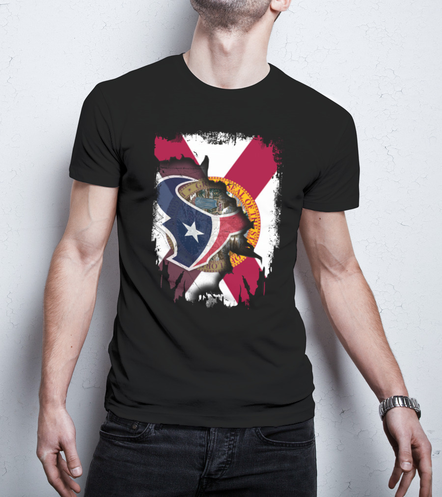 Florida Flag With Houston Texans Logo Fusion T-Shirt