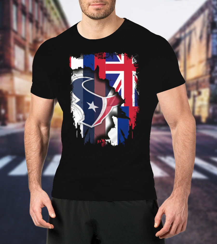 Hawaii Together With Texans Flag And Logo Collaboration T-Shirt