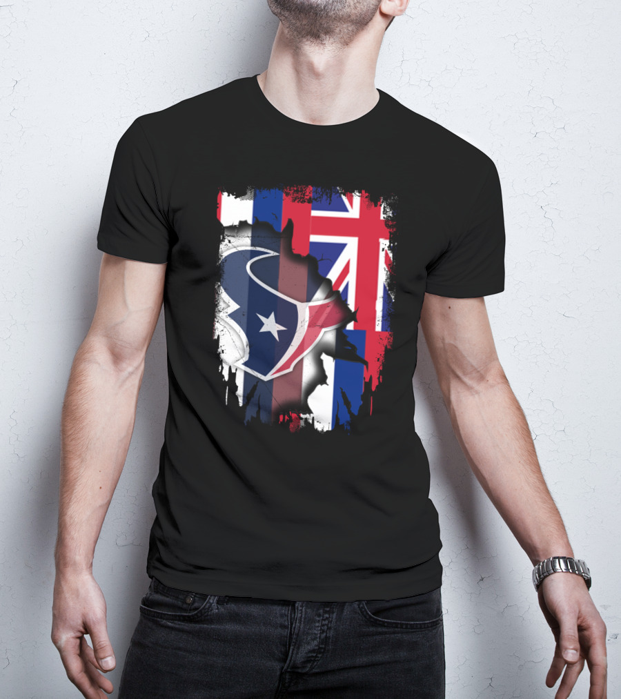 Hawaii Together With Texans Flag And Logo Collaboration T-Shirt