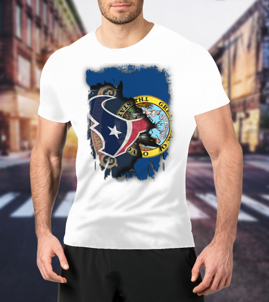 Idaho State Seal And Houston Texans Logo Fusion T-Shirt