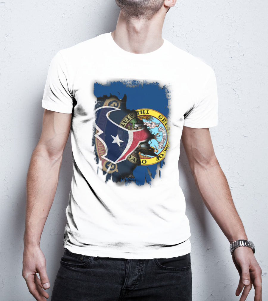 Idaho State Seal And Houston Texans Logo Fusion T-Shirt