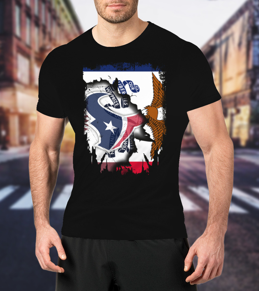 Iowa Flag And Texas Texans Symbol Unity T-Shirt