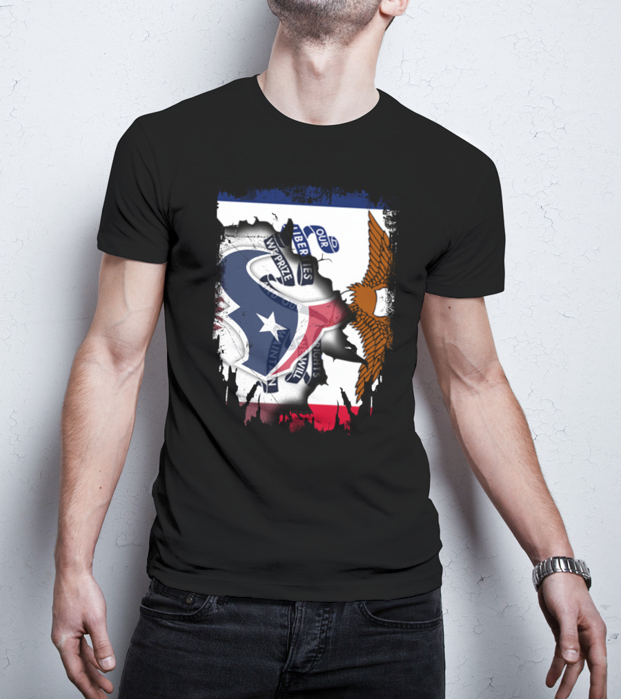 Iowa Flag And Texas Texans Symbol Unity T-Shirt