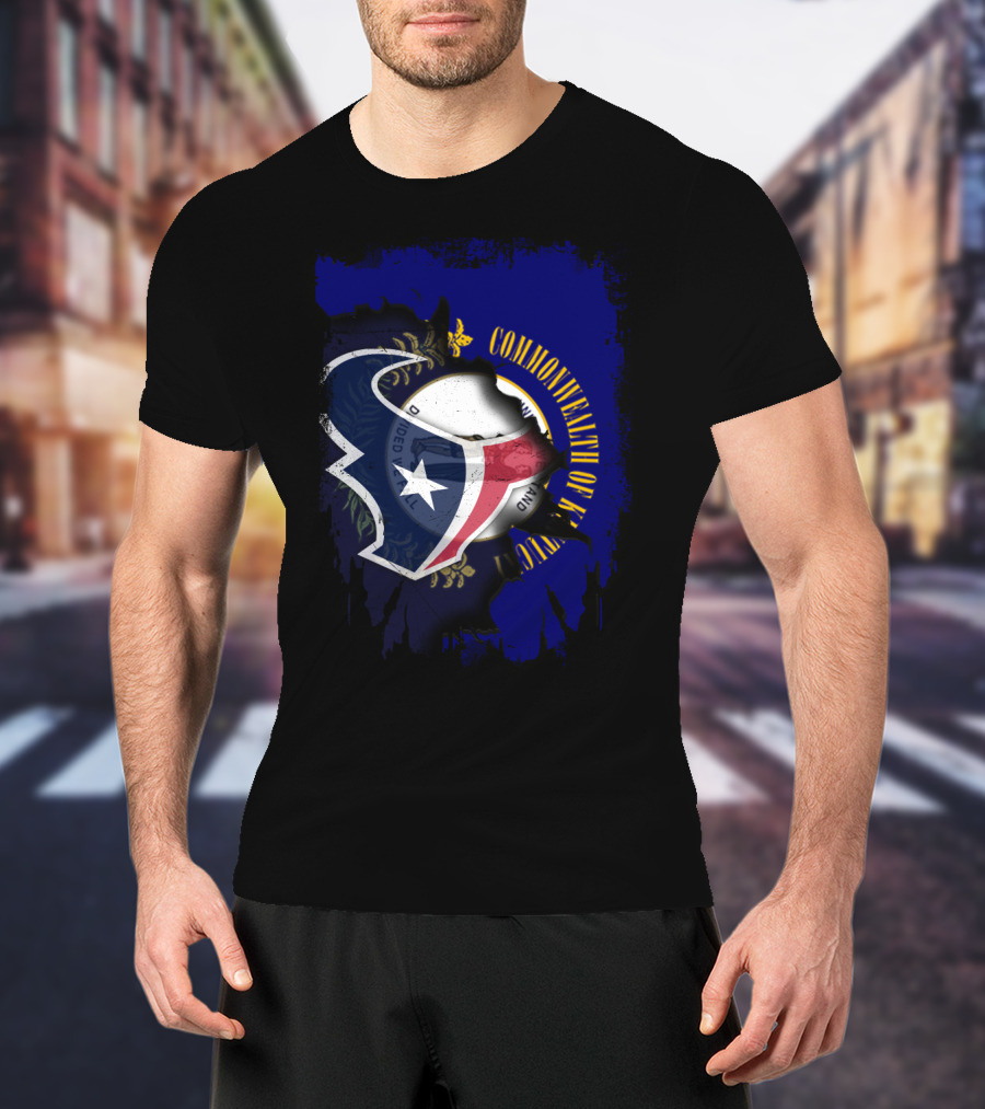 Commonwealth Of Kentucky With Texas Football Emblem T-Shirt