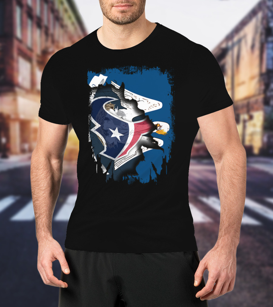 Together Louisiana With Texans Bald Eagle Hidden Flag Fusion T-Shirt