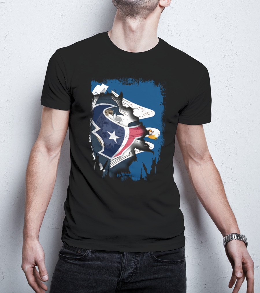 Together Louisiana With Texans Bald Eagle Hidden Flag Fusion T-Shirt