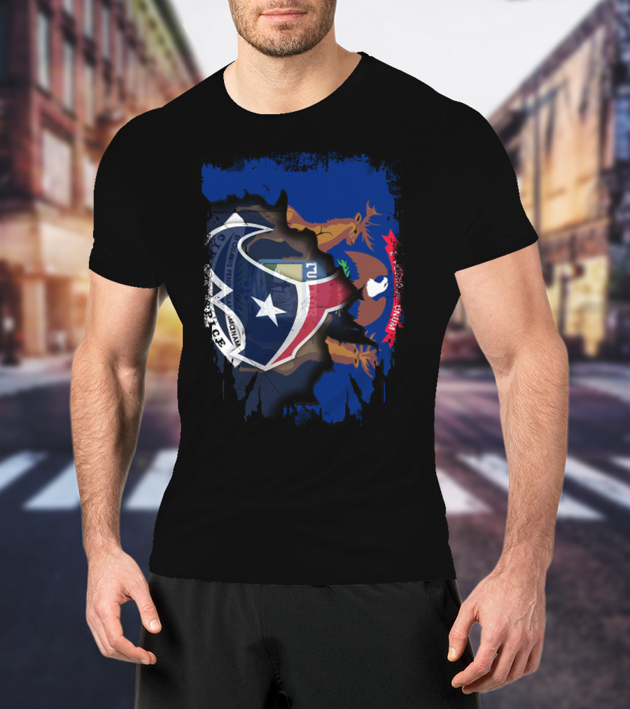 Michigan Texas Alliance With Texan And Michigan Flags T-Shirt