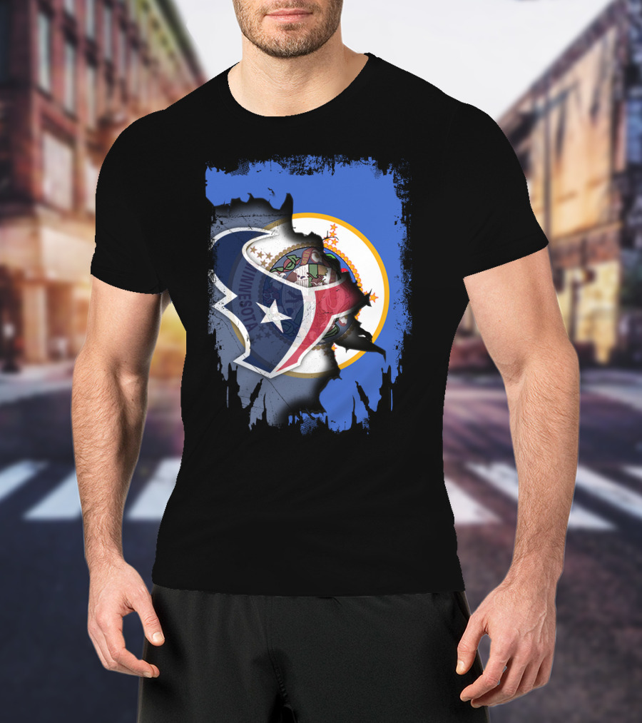 Minnesota And Texans United: Shield And Seal Fusion T-Shirt