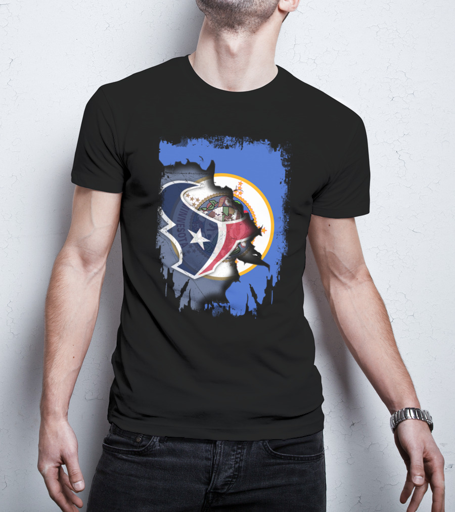 Minnesota And Texans United: Shield And Seal Fusion T-Shirt