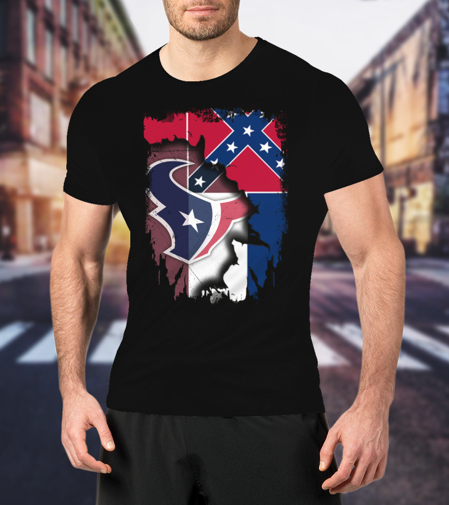 Mississippi Flags And Texans NFL Logo Integration T-Shirt