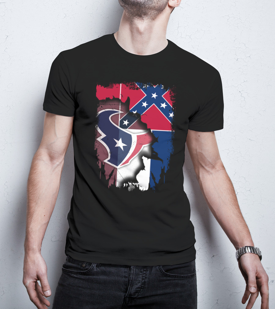 Mississippi Flags And Texans NFL Logo Integration T-Shirt