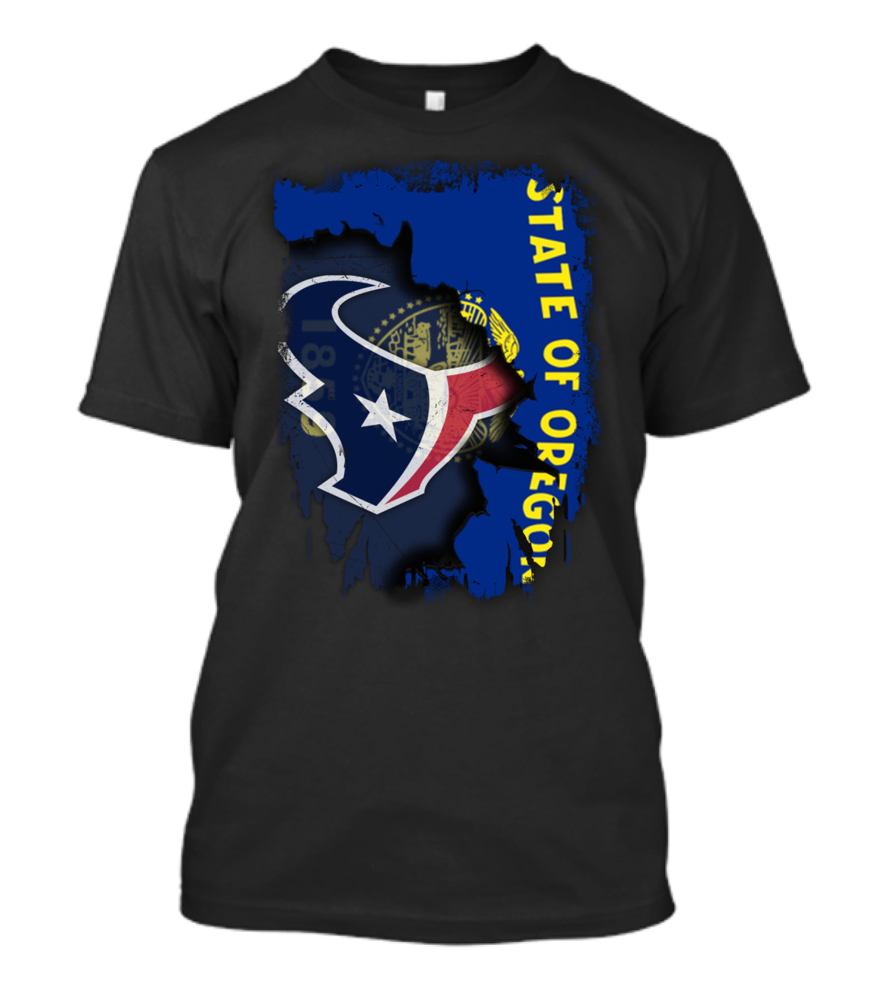 State Of Oregon With Texas Football Logo Fusion T-Shirt