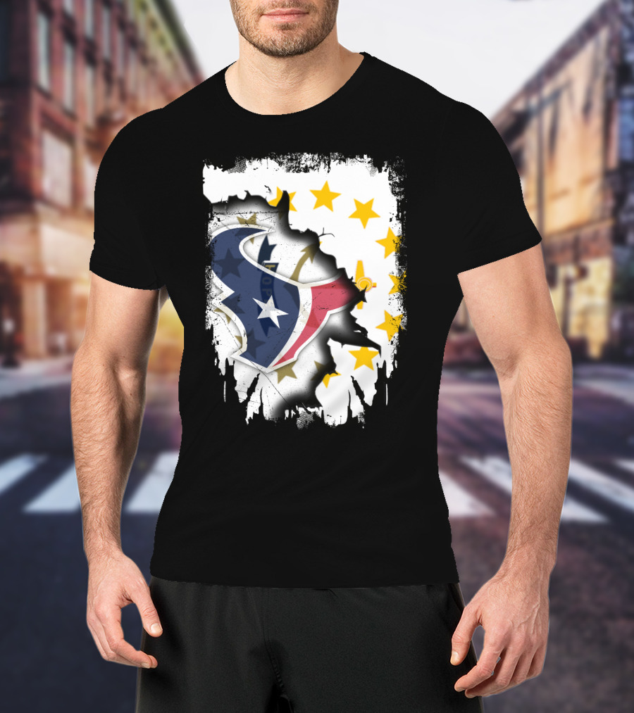 Rhode Island And Texans Star Logo Merge With Together T-Shirt