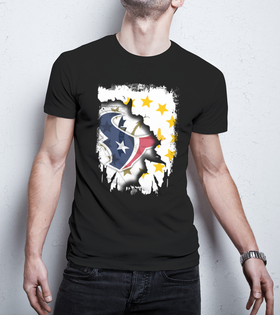 Rhode Island And Texans Star Logo Merge With Together T-Shirt