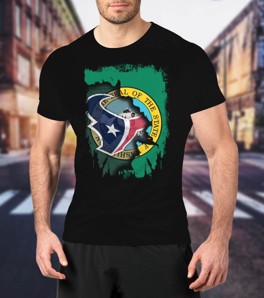 Washington State Seal Combined With Texans Logo Together T-Shirt