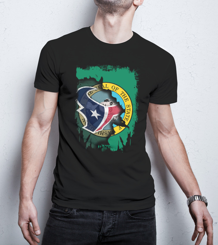 Washington State Seal Combined With Texans Logo Together T-Shirt