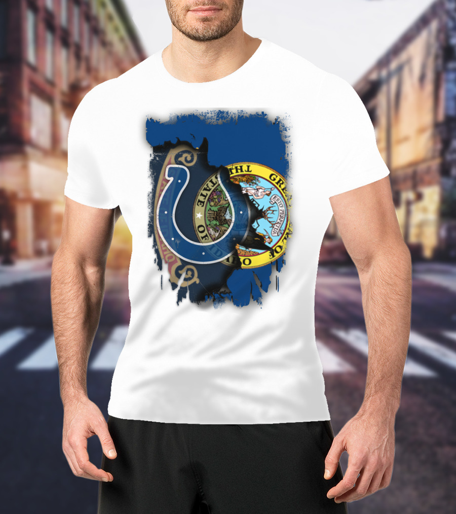 Idaho State Flag And Colts Horseshoe United T-Shirt