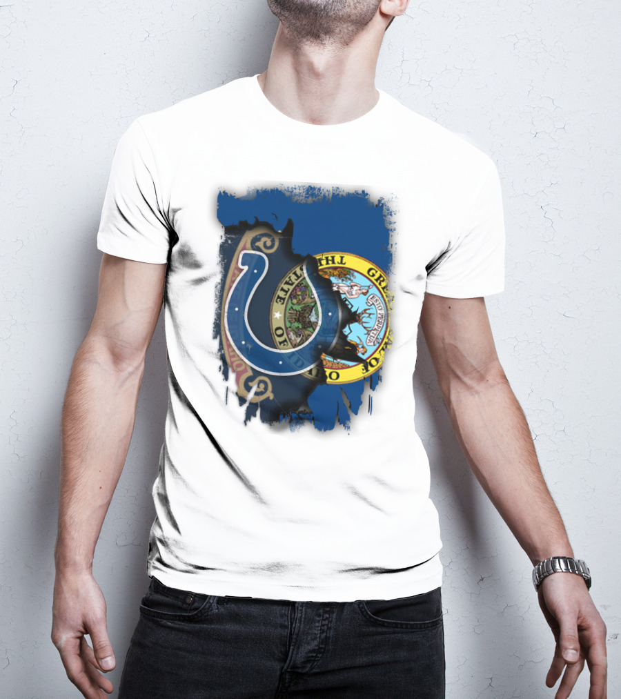 Idaho State Flag And Colts Horseshoe United T-Shirt