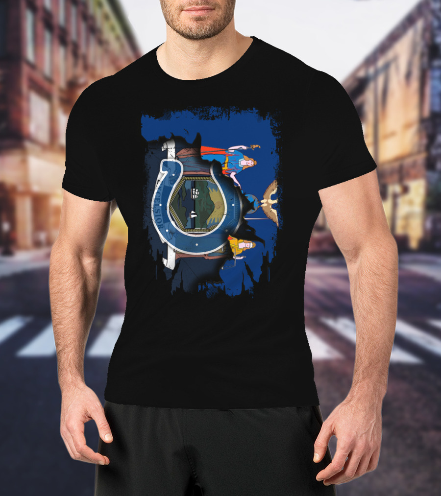 New York Emblem With Indianapolis Colts Horseshoe T-Shirt