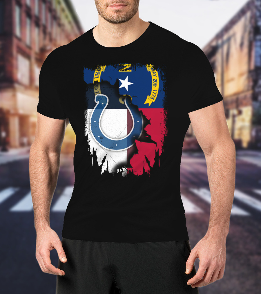 Together North Carolina Colts Blue Horseshoe Flag T-Shirt