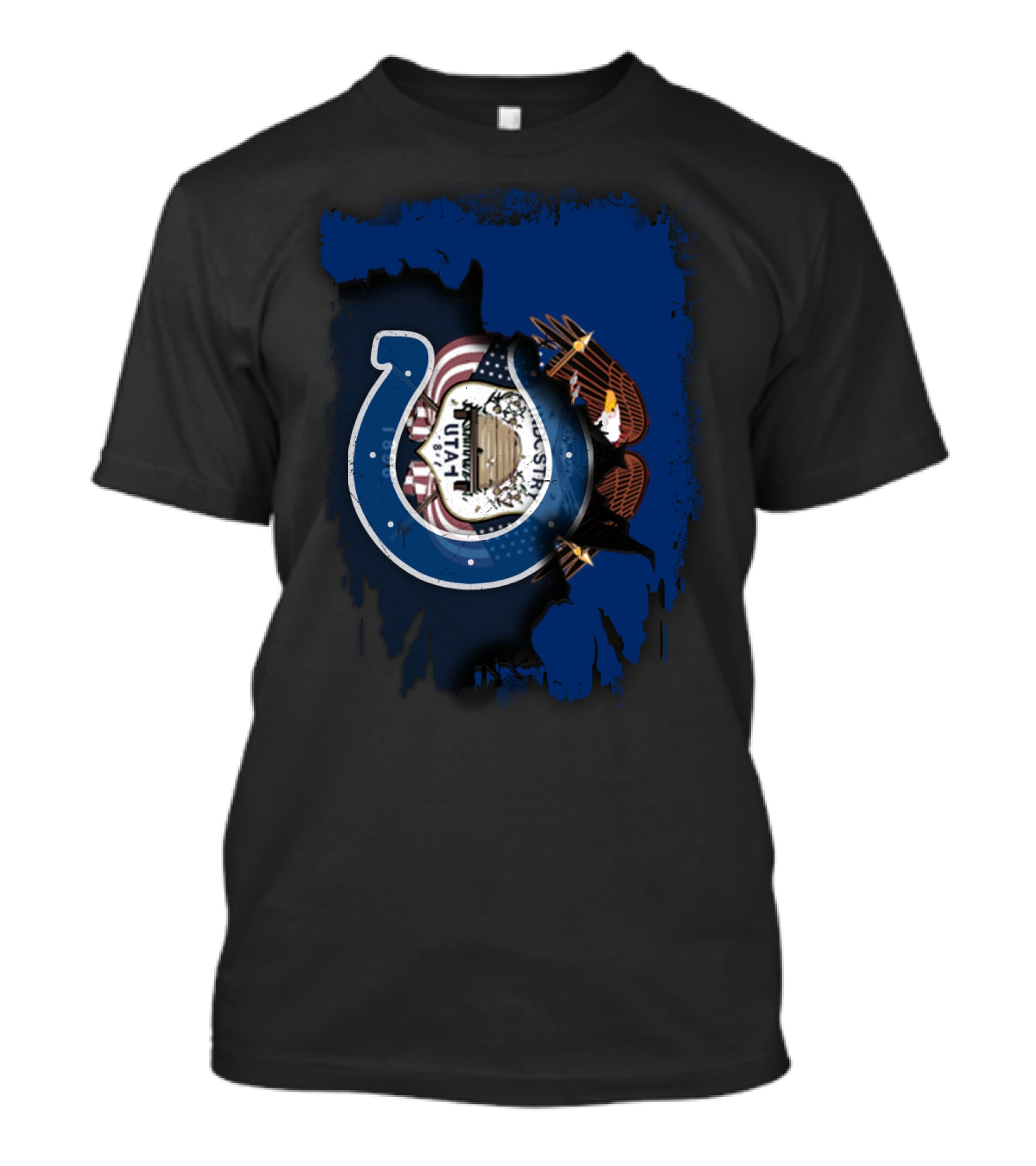 Utah Colts American Flag Eagle Horseshoe T-Shirt