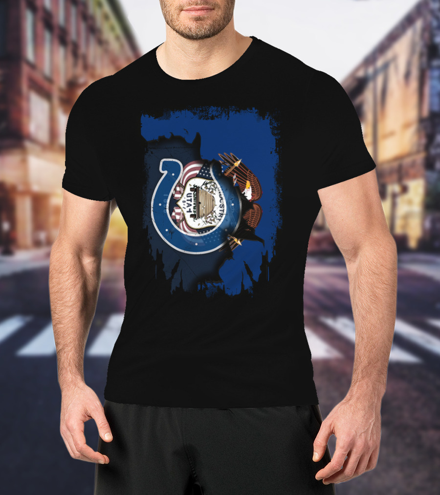 Utah Colts American Flag Eagle Horseshoe T-Shirt