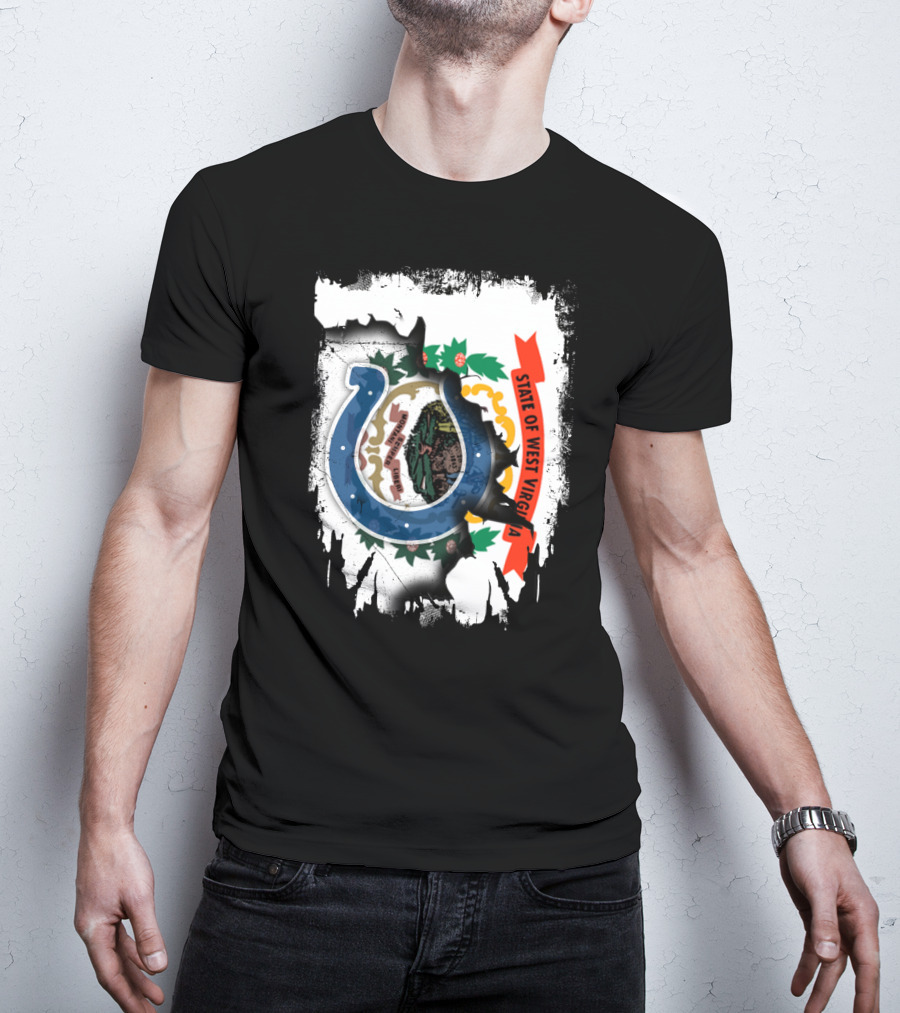 State Of West Virginia With Colts Horseshoe T-Shirt