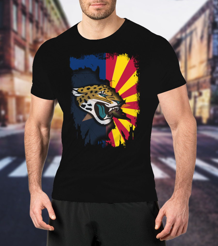 Arizona State Flag With Jaguars Team Logo Fusion T-Shirt