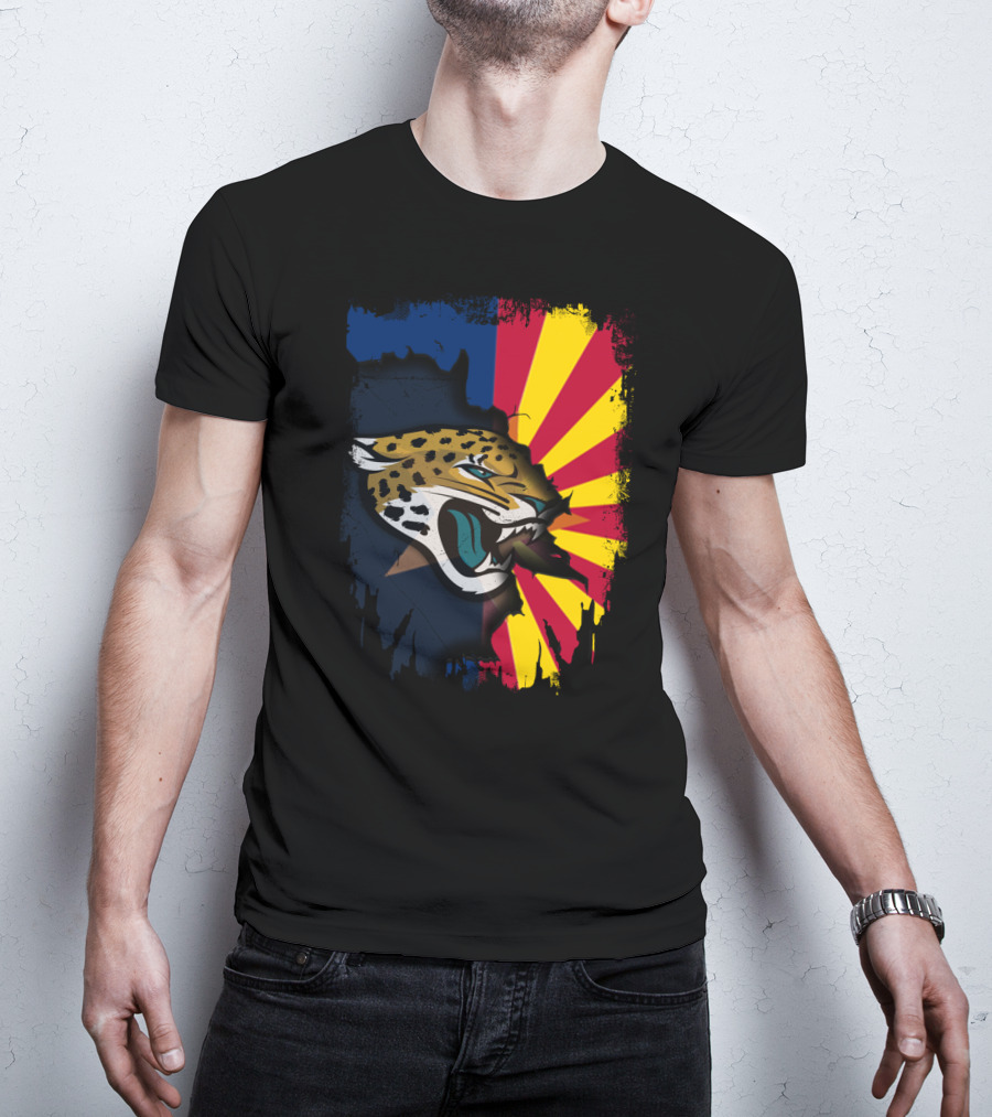 Arizona State Flag With Jaguars Team Logo Fusion T-Shirt