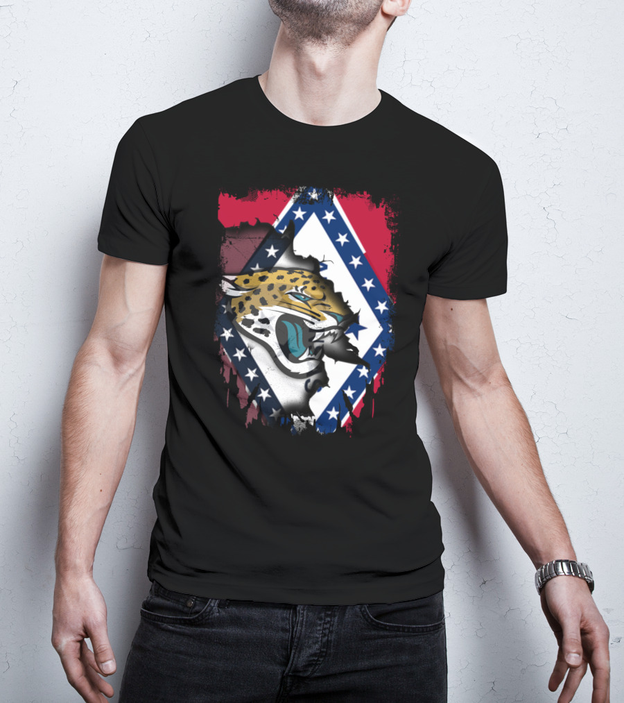 Arkansas Flag With Jaguars Logo Integration T-Shirt