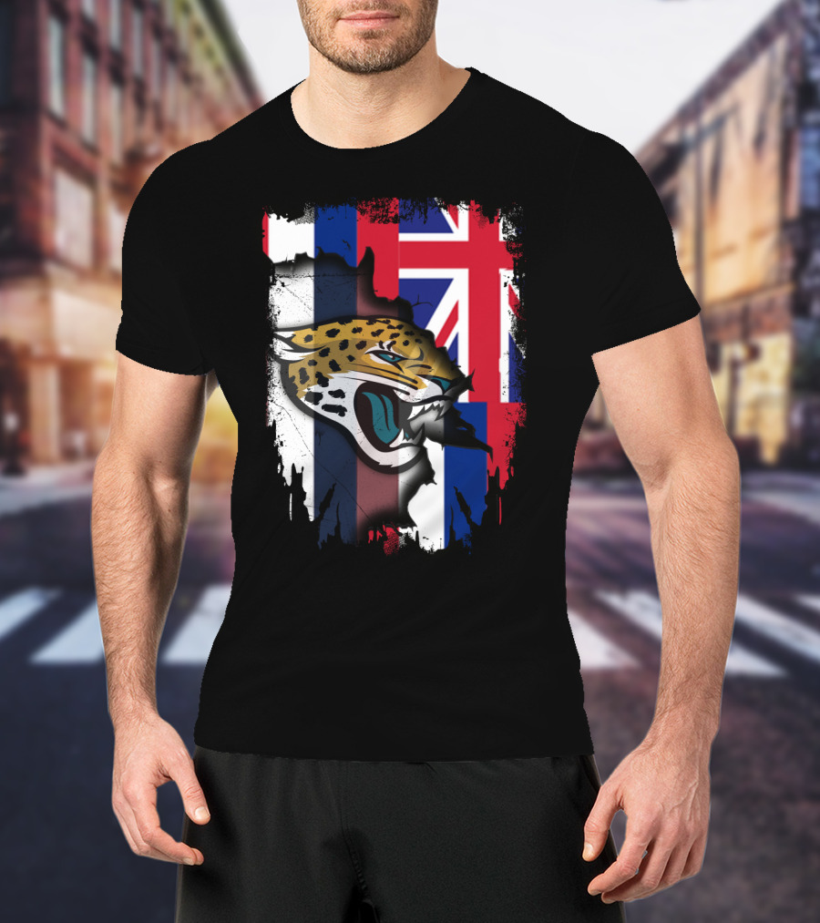 Together Hawaii Union Flag Jaguars Roaring Face T-Shirt