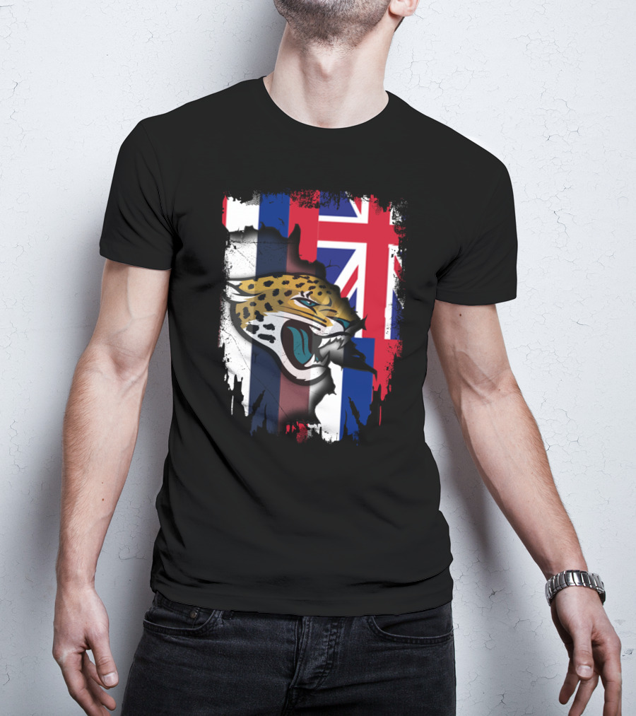 Together Hawaii Union Flag Jaguars Roaring Face T-Shirt
