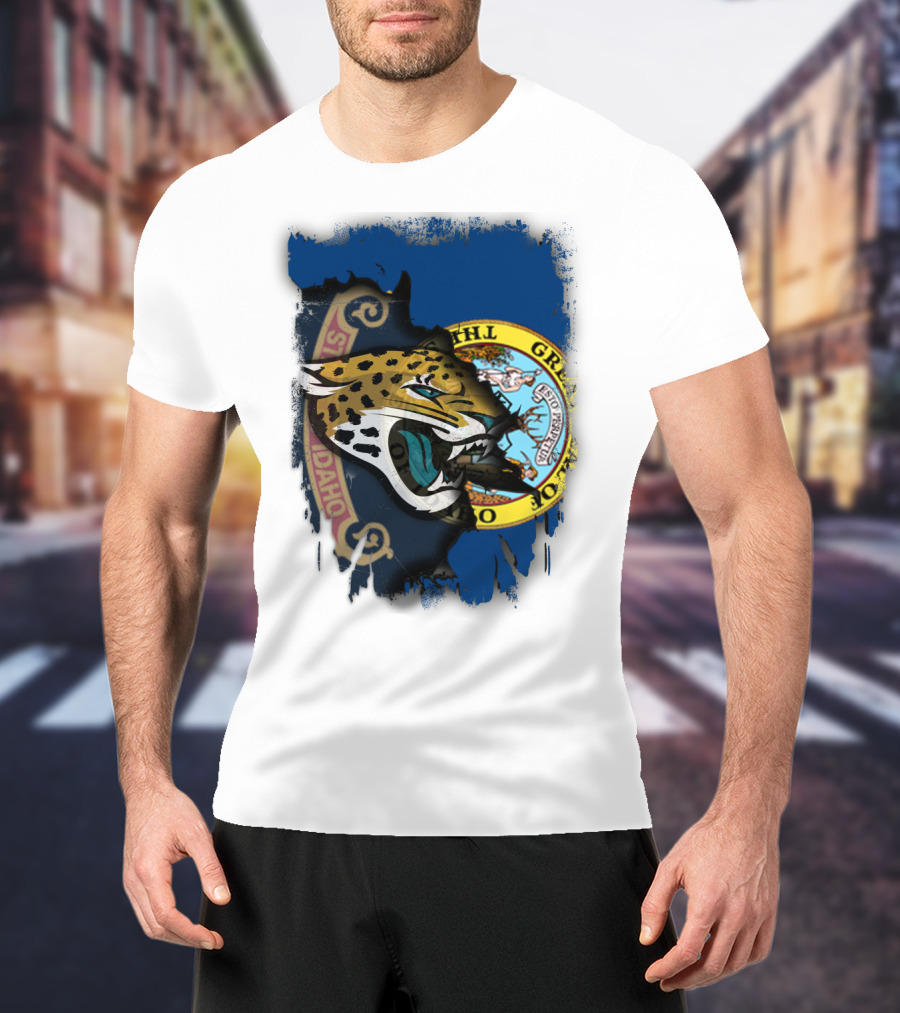 Idaho State Seal And Jaguar Head Combination T-Shirt