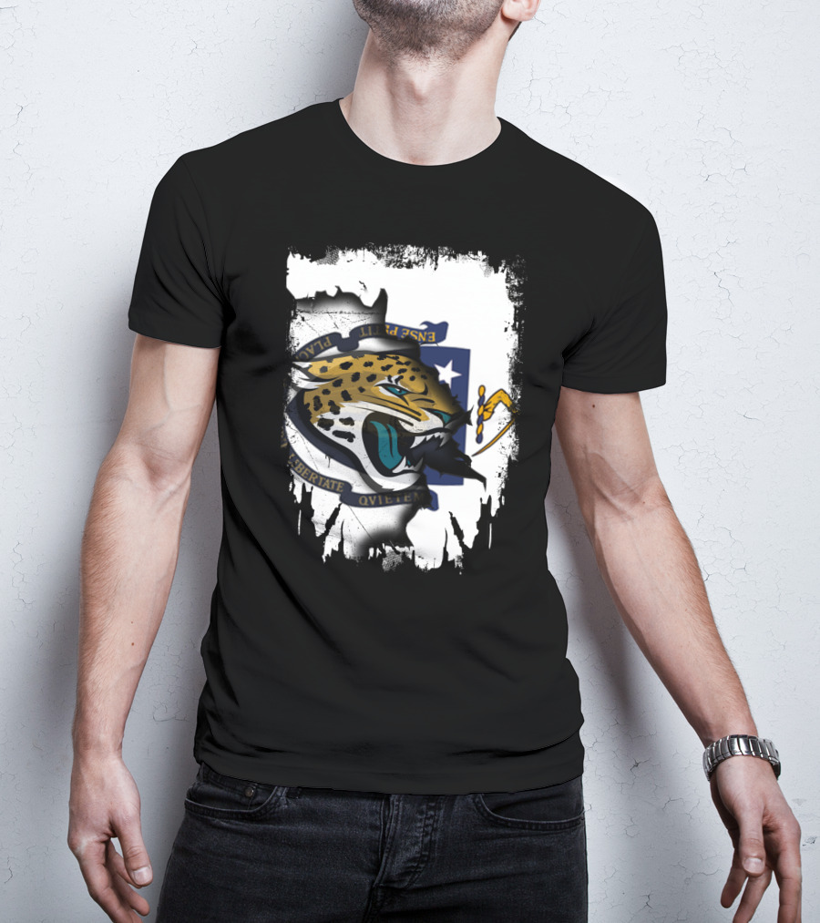 Massachusetts State Flag With Jaguar Head Emblem T-Shirt