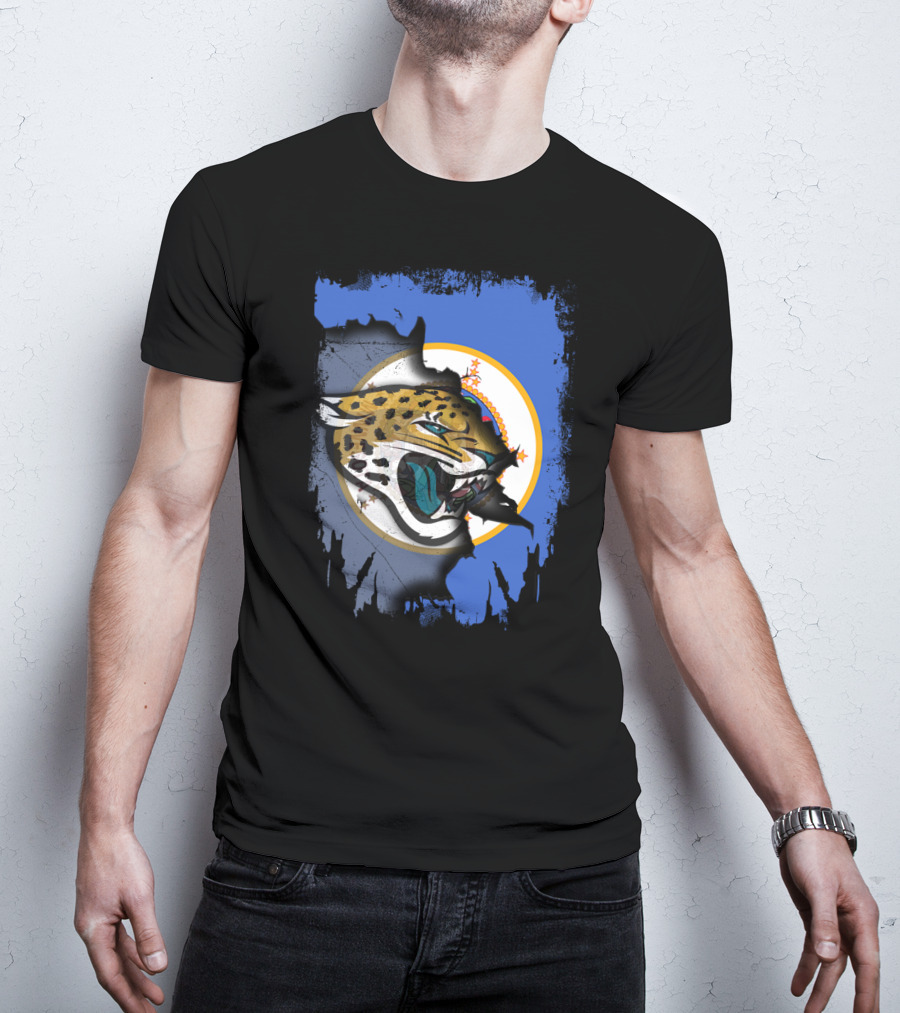 Together Minnesota With Jaguars Emblem Against Blue Background T-Shirt