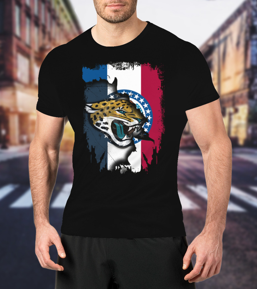 Missouri Flag With Jaguars Roaring Spirit T-Shirt