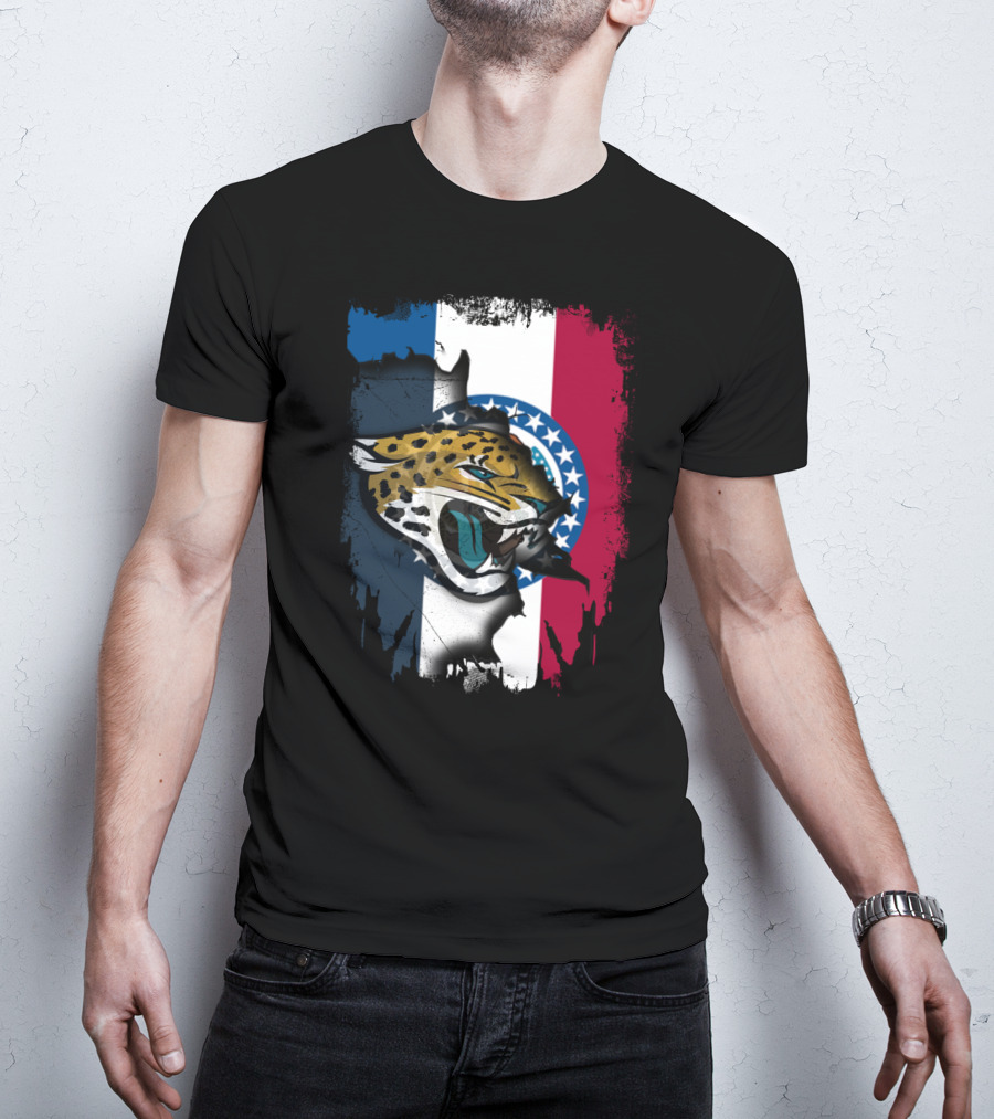 Missouri Flag With Jaguars Roaring Spirit T-Shirt