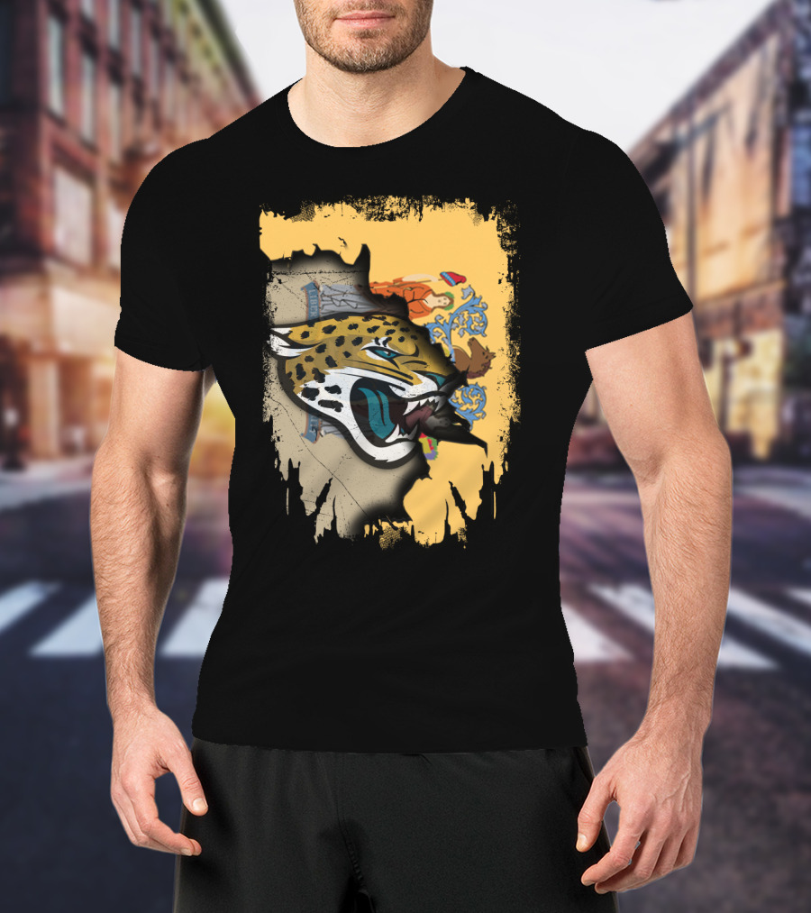 New Jersey Flag With Jaguars Emblem Integration T-Shirt