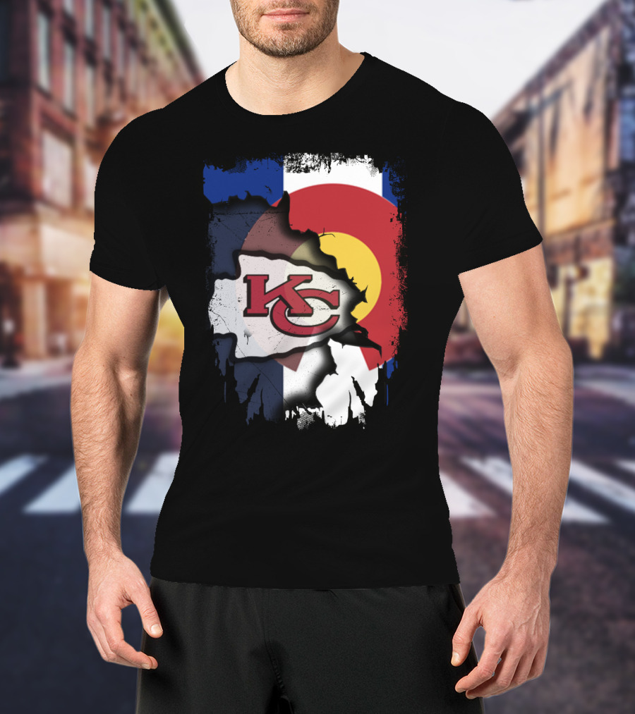 Colorado Pride With Kansas City Chiefs Logo Fusion T-Shirt