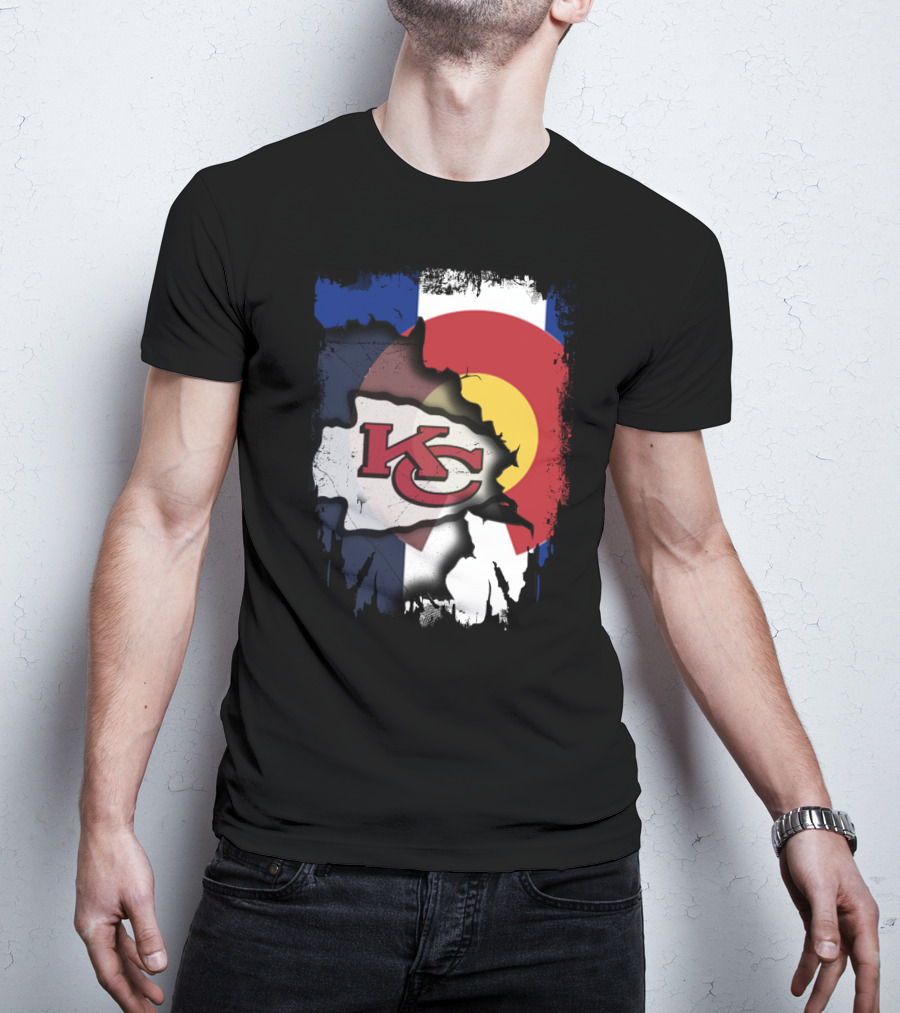 Colorado Pride With Kansas City Chiefs Logo Fusion T-Shirt