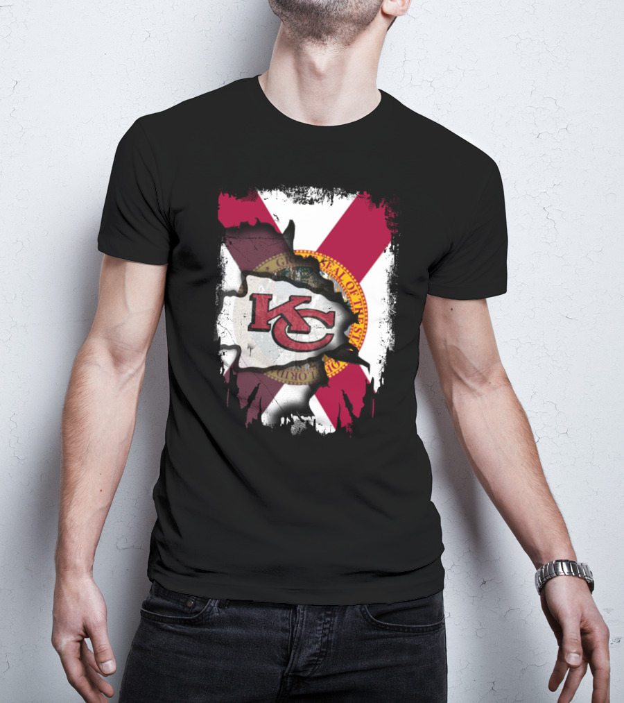 Florida State Flag With KC Chiefs Logo Integration T-Shirt