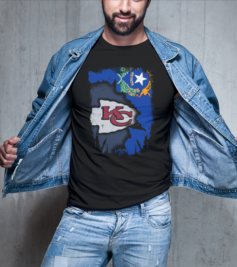 Nevada Proud With Kansas City Chiefs Logo And State Flag Elements T-Shirt