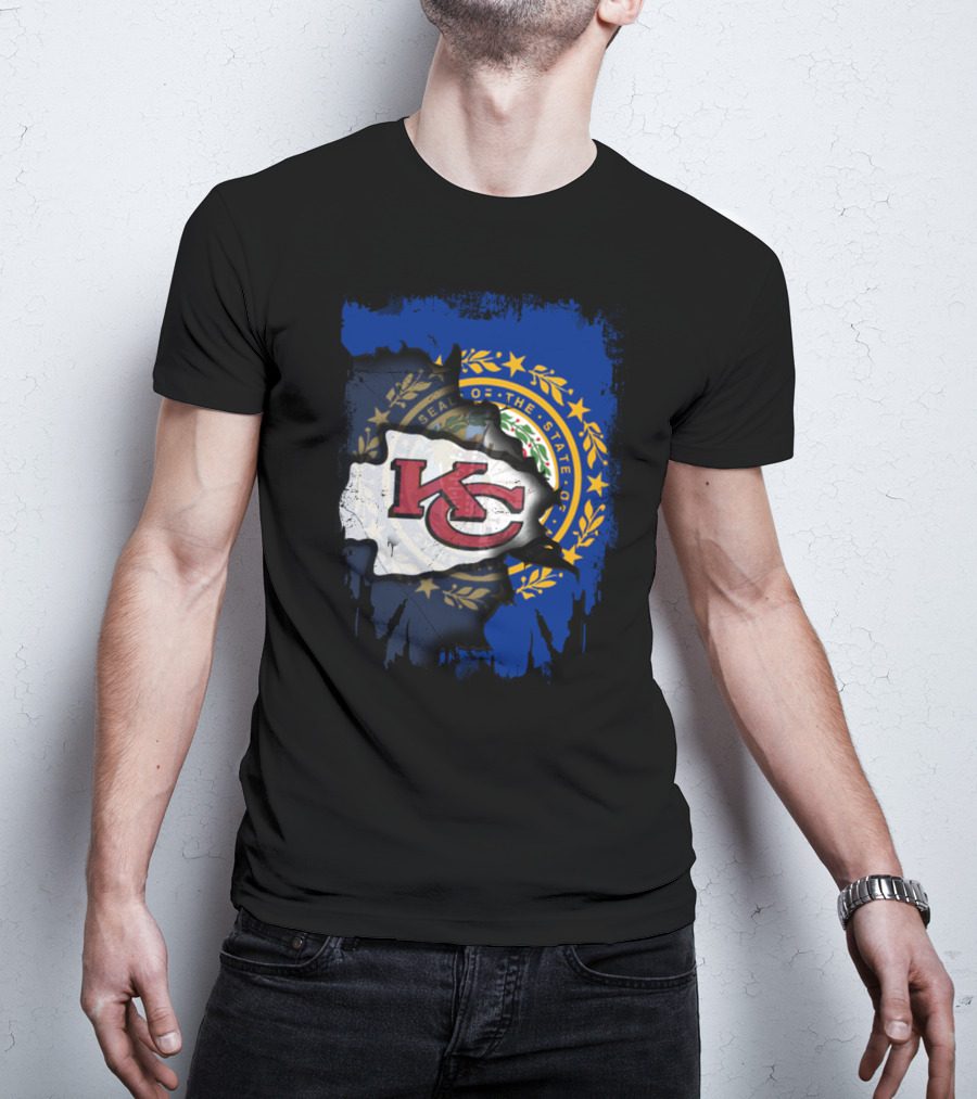 New Hampshire State Seal KC Chiefs Logo Fusion T-Shirt