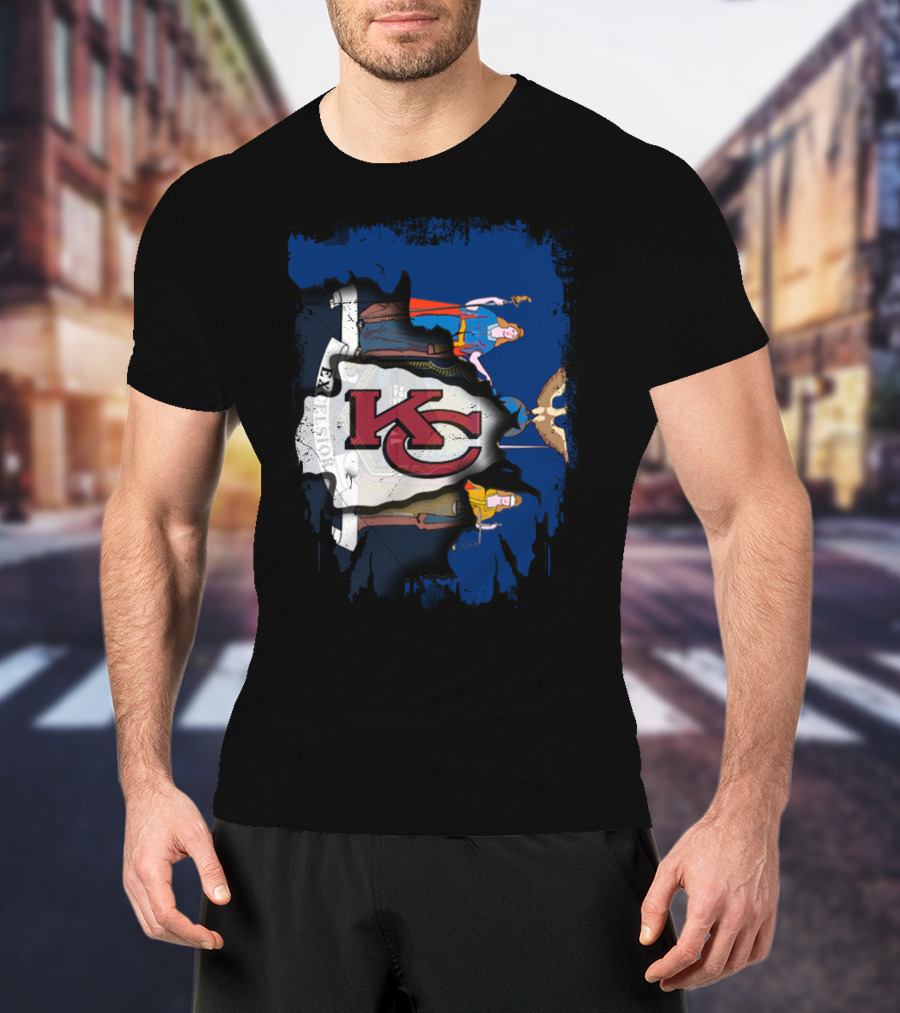 Together New York With KC Chiefs Logo And State Flag Elements T-Shirt