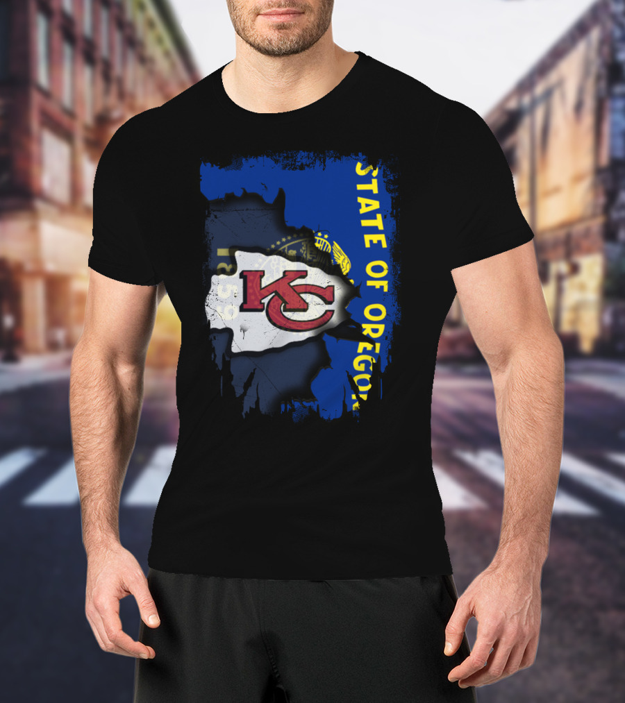 State Of Oregon With KC Chiefs T-Shirt