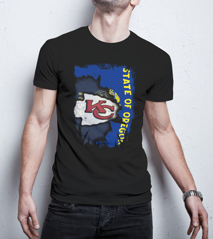 State Of Oregon With KC Chiefs T-Shirt